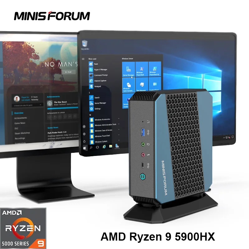 Minisforum HX90 AMD Ryzen 9 5900HX 8C игровой мини-ПК настольный 2 5 Гбит/с LAN DDR4 32 ГБ + 512 SSD HDMI DP |