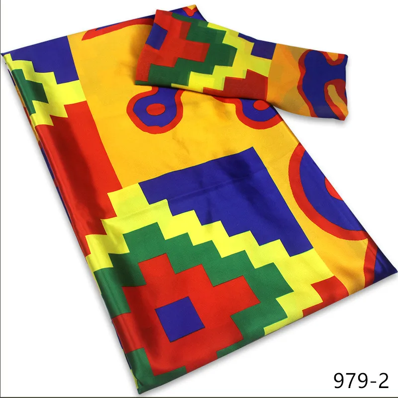 

2021 New Arrived Imitated Silk Fabric Fashion Printed Fabric Nigerian Ankara African Wax Pattern 4+2 Yards Chiffon For Dress 979