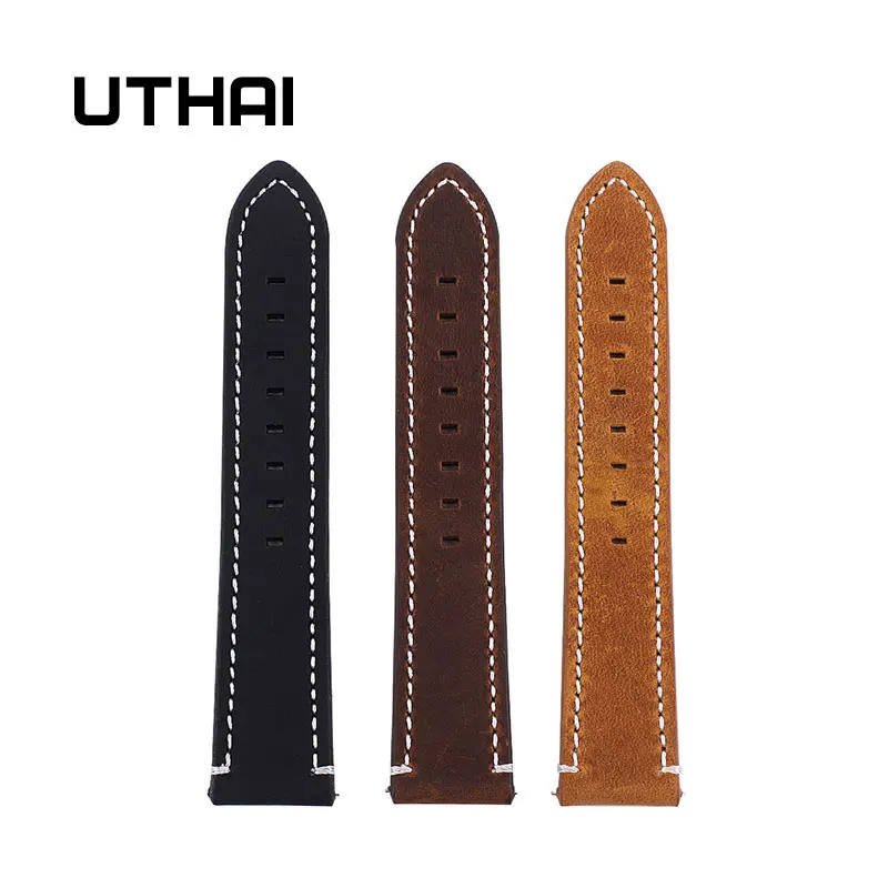 UTHAI P18 Ремешки для наручных часов 18 мм 20 мм 22 мм высококачественные Ретро часы из телячьей кожи ремешок для часов с ремешками из натуральной кожи