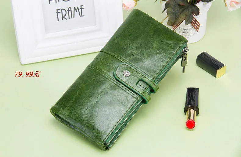 Women's Wallets Genuine Leather Casual Long Clutch Purse Money Bag Multi-function Card Cross Pattern Detachable Billetera Mujer