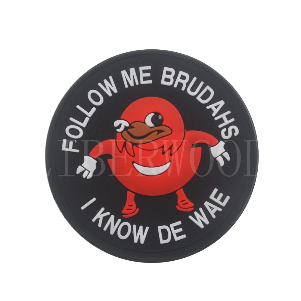 Ugandan Knuckles Follow Me Brudahs I Know De Wae ПВХ пластырь резиновая круглая нашивка черный Meme