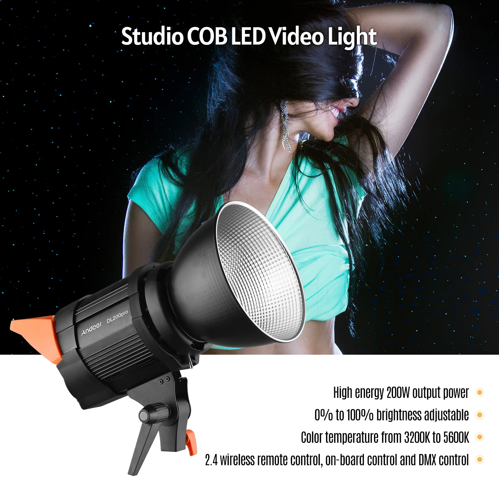 СВЕТОДИОДНЫЙ Осветитель Andoer DL200pro COB светильник для фотографии 200 Вт 3200 5600K CRI95 + с