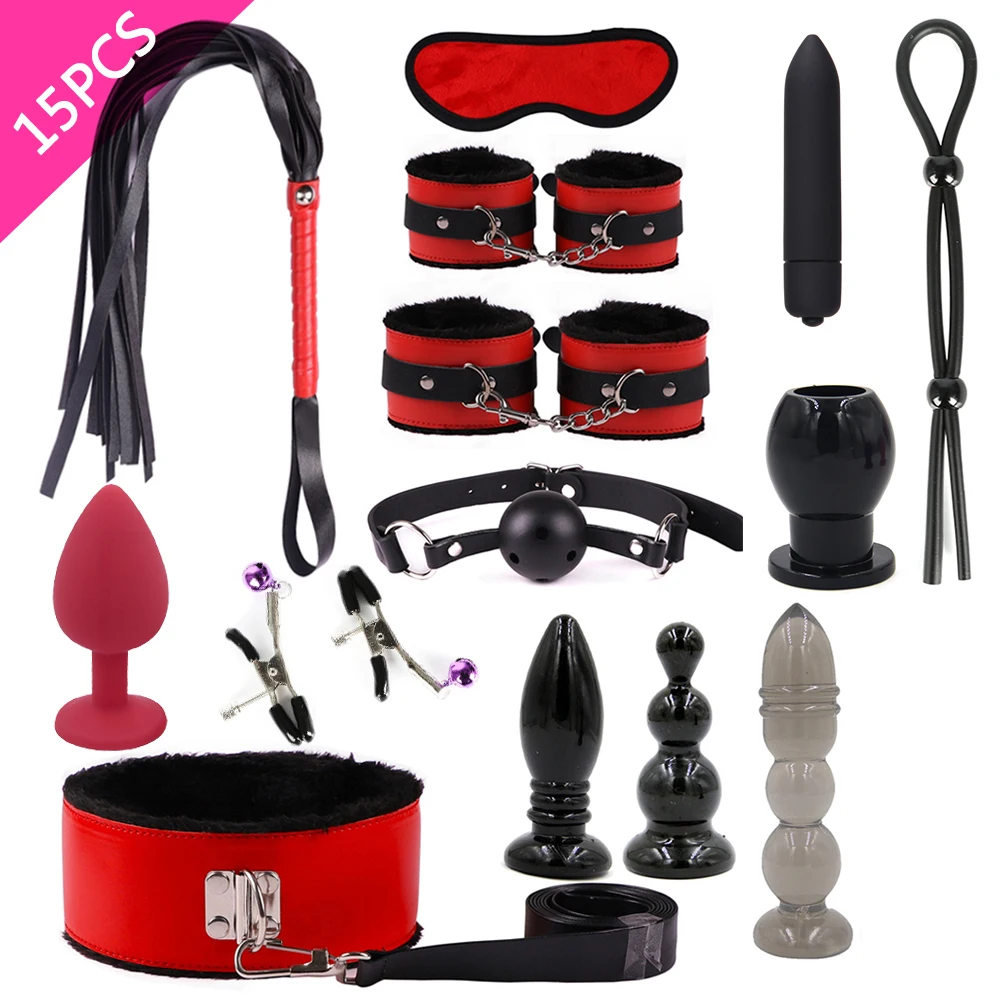 Набор для БДСМ связывания наручники кнут ошейник зажимы сосков плетка Анальная