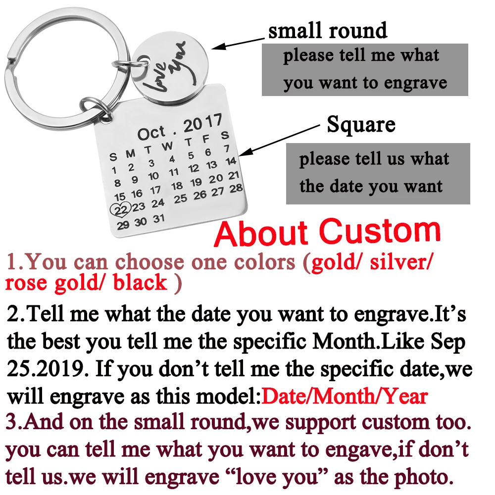 calendar Keychain 1 Персонализированные фото брелок-календарь на заказ подарок Выгравированная Дата имя нержавеющая сталь брелок Выпускной юбилей день рождения - Цвет: calendar Keychain 1