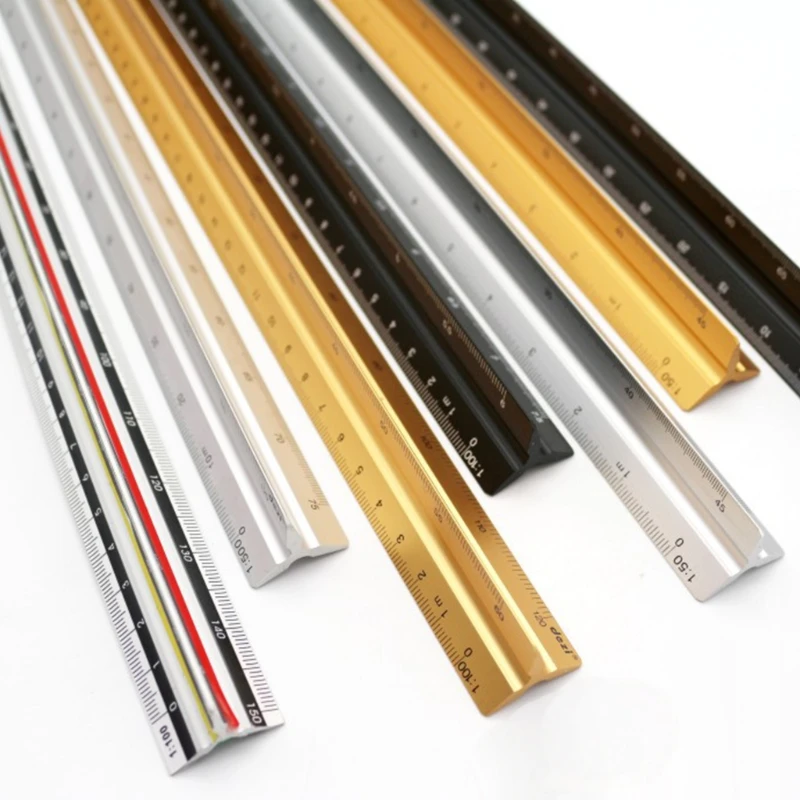 Architect Scale Ruler 12-Inch Color-Coded Professional-Grade Aluminum Triangular Drafting for Civil | Канцтовары для офиса и
