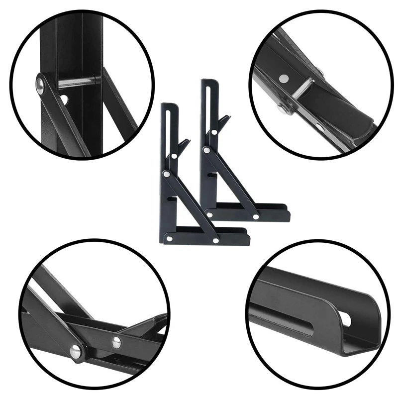 Folding Shelf Brackets - Heavy Duty Metal Collapsible Bracket for Bench Table Hinge Wall Mounted Space Saving DIY B | Дом и сад