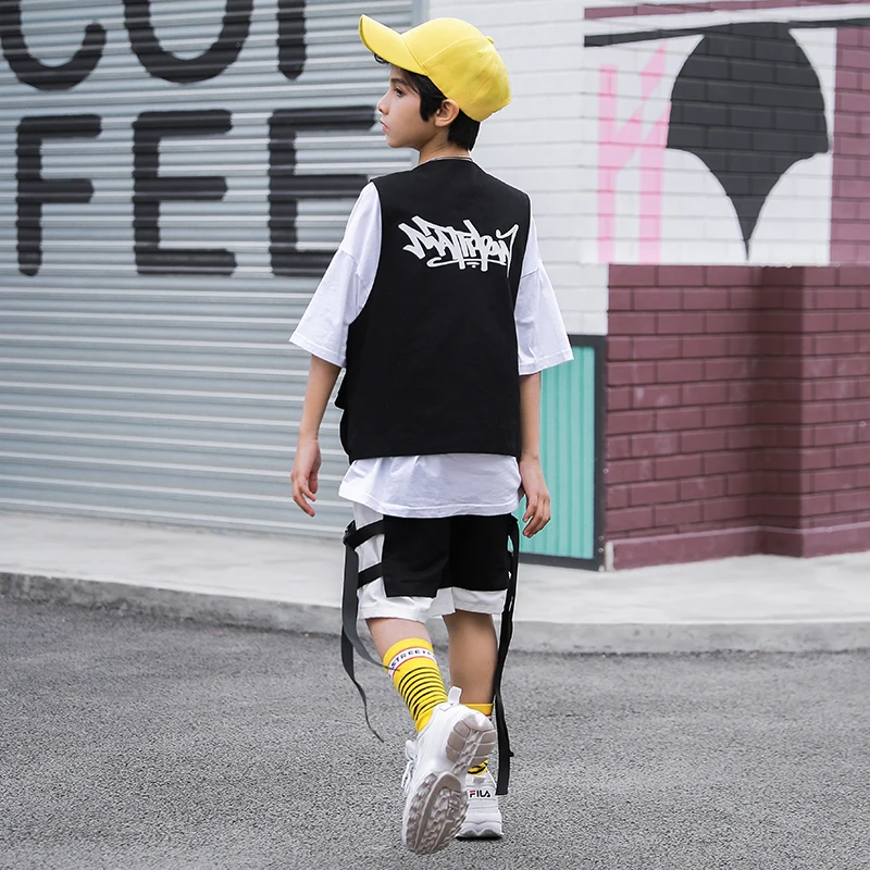 

Children Hip Hop Outfit Jazz Costumes Fashion Trend Vest Shorts Street Dance Clothing Kids Modern Stage Performance Wear DN5922