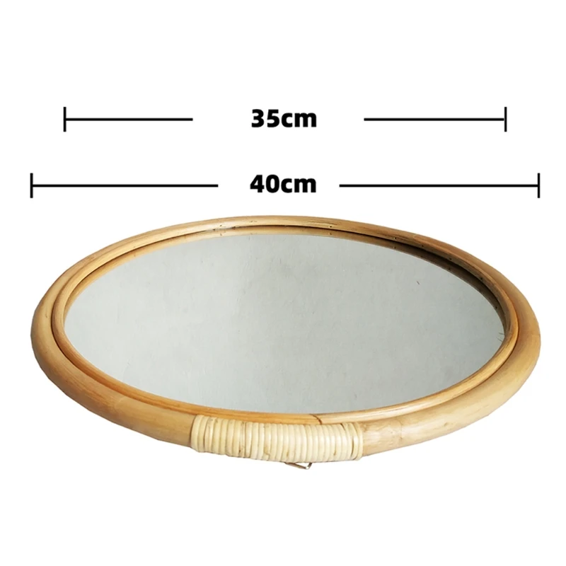 

Rattan Circle Wall Mirror 16 Inch Round Dressing Mirror for Entryways Washrooms 2XPE