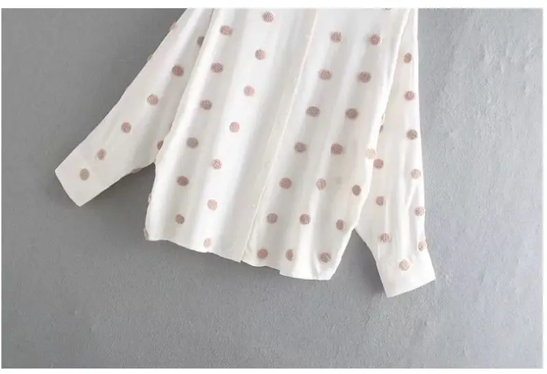 

Women Blouses 2019 autumn new three-dimensional hair ball polka dot shirt women's loose shirt