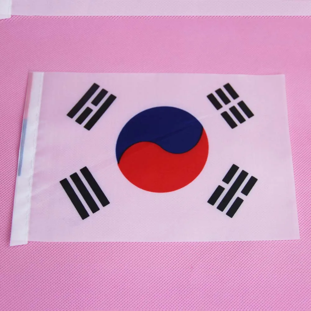 Корейский мини флаг 5 шт. 14*21 см ручной с белым стойкой выцветает|Флаги баннеры и