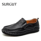 Мужские классические мокасины из натуральной кожи SURGUT, черная повседневная обувь, износостойкие Нескользящие мягкие туфли для весны и лета, 2019