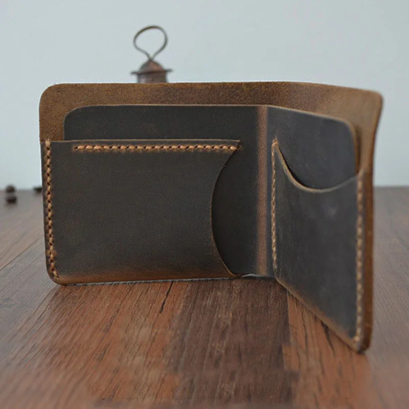 Мужской кошелек ручной работы из натуральной кожи винтажные минималистичные