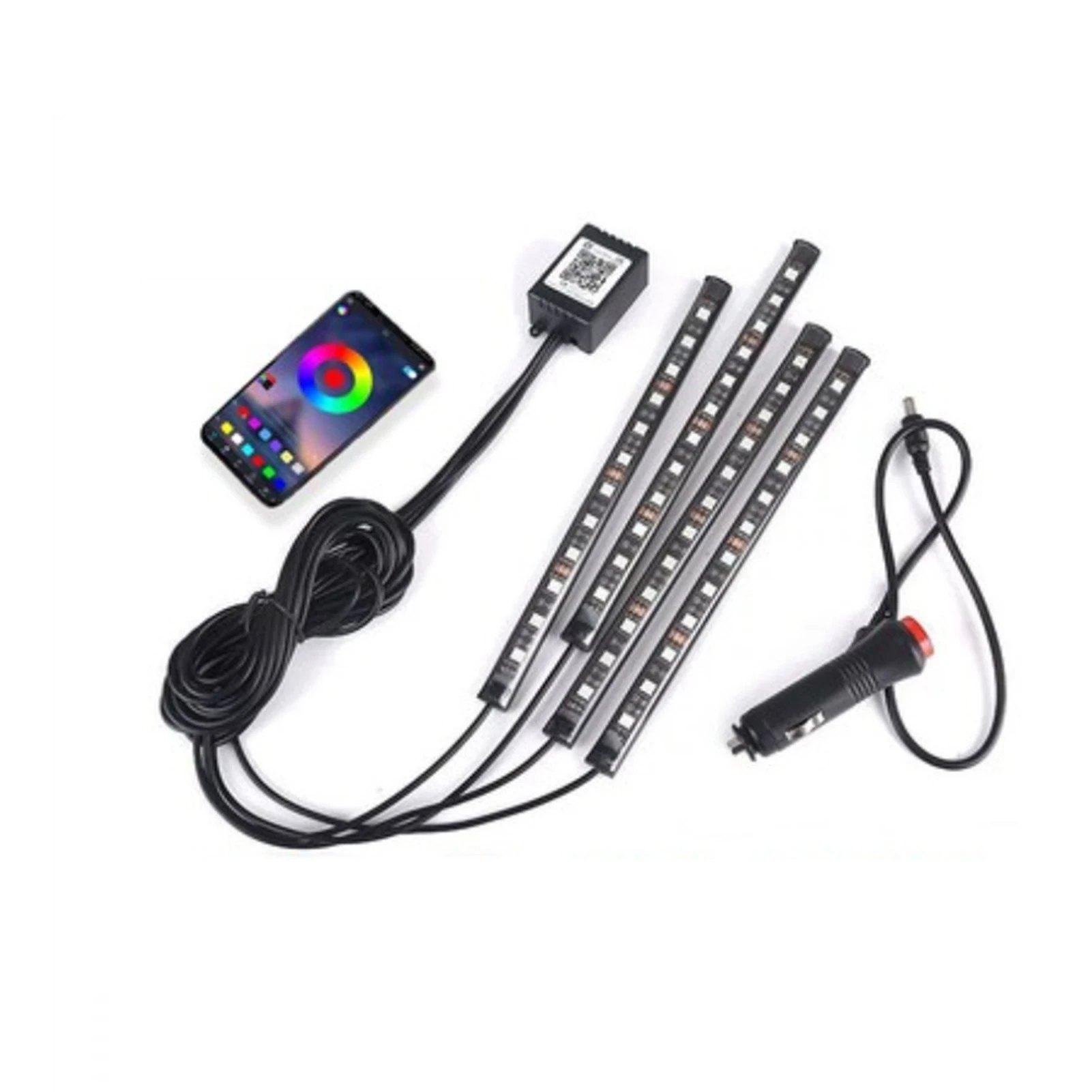 

Universal Waterproof RGB Strip Auto Under Dash 48 LEDs Music APP Control Interior Decor Car Atmosphere Light Foot DC 12V DIY
