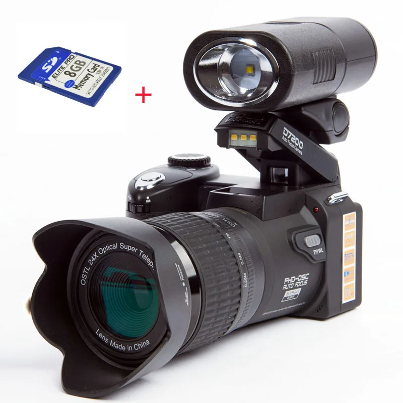 Protax D7200 Цифровая видеокамера 1080P DV профессиональная камера 24X с оптическим зумом плюс светодиодный налобный фонарь 8MP CMOS