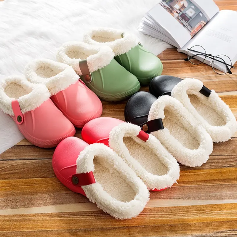 Women's Home Winter Clogs Indoor Fur Warm Slippers Sandals For Women New Fashion Footwear Flip Flops Unisex Mule Slides | Обувь