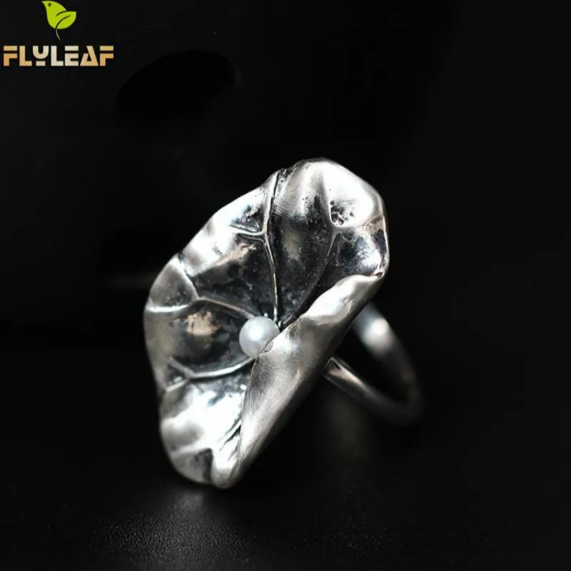 Flyleaf серебро 925 пробы Пресноводный Жемчуг лист лотоса открытые кольца для женщин