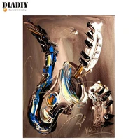 diadiy full drill square diamond painting abstract saxophone diamond embroidery picture of rhinestone hobby unfinished decor art