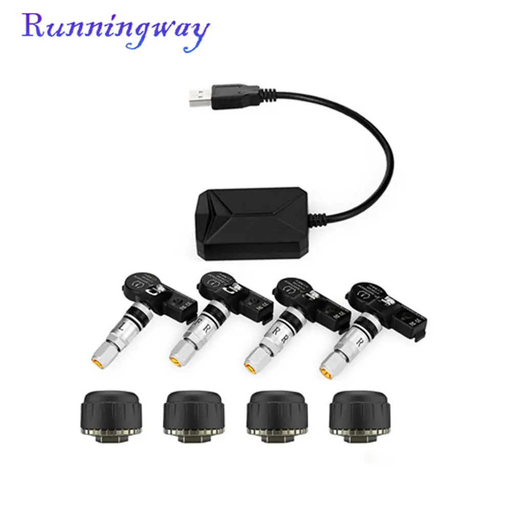 Монитор давления в шинах Runningway USB TPMS/Android навигатор для контроля шинах/с четырьмя
