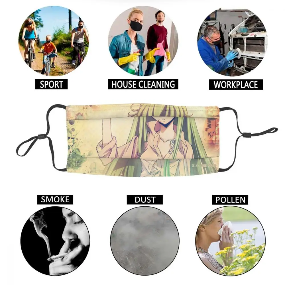 

Men Classic Anime Code Geass Face Mask Anti Haze Dust Japanese Manga C.C. Protection Cover Respirator Reusable Mouth Muffle