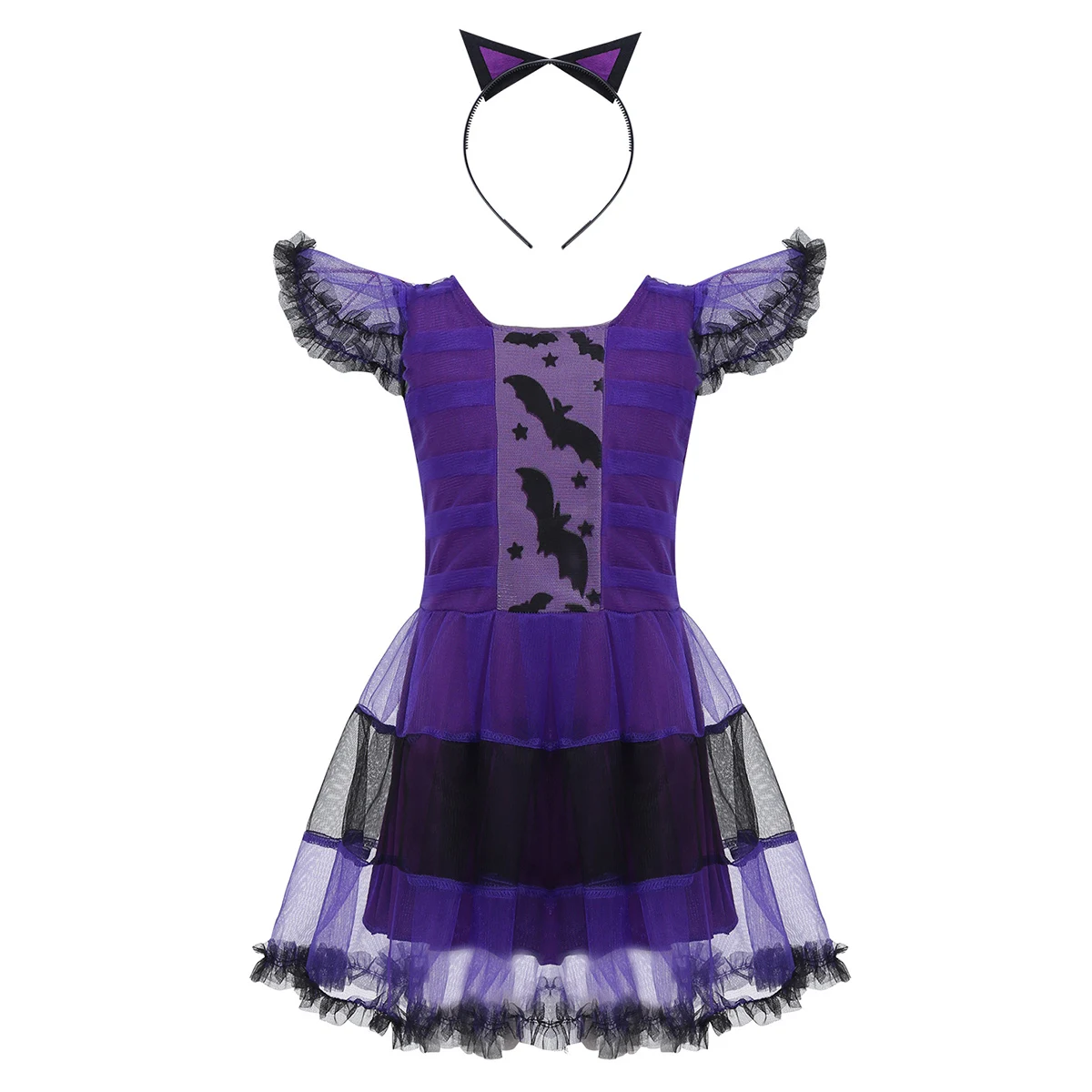 Детский костюм на Хэллоуин для девочек платье Летучая мышь с повязкой голову