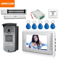 7 screen video door phone intercom system 5 rfid card 180kg electric magnetic lock door exit video doorbell visual intercom