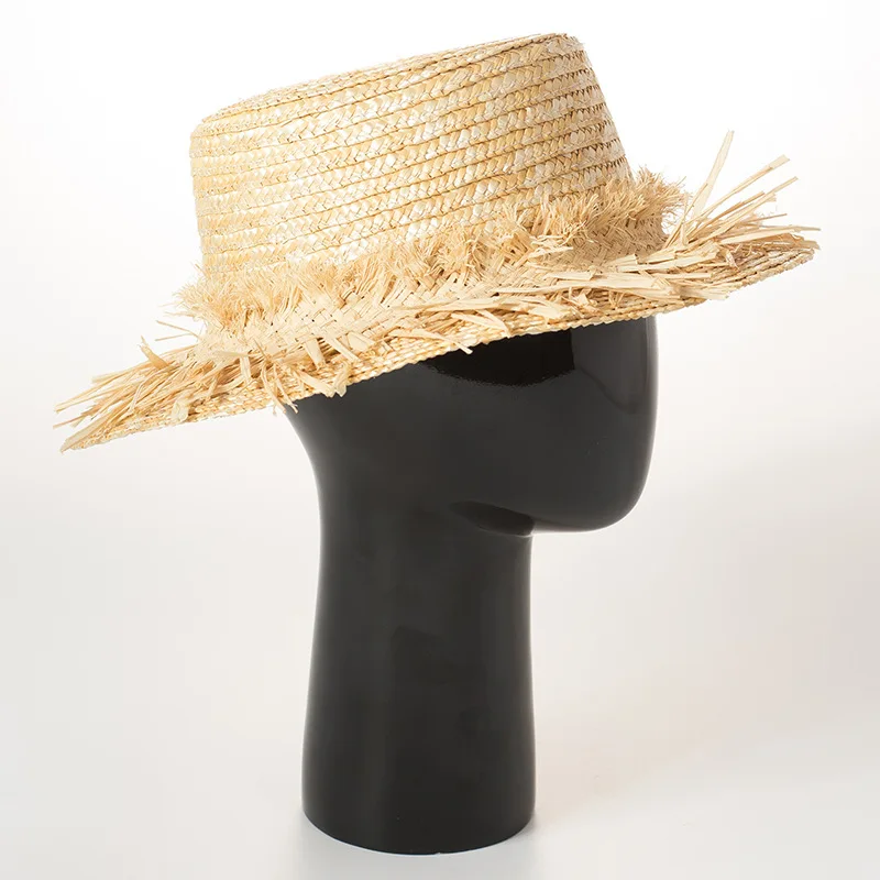 

01908-HH7201 handmade straw Fashion tassels weaving leisure fedoras cap men women paper hat