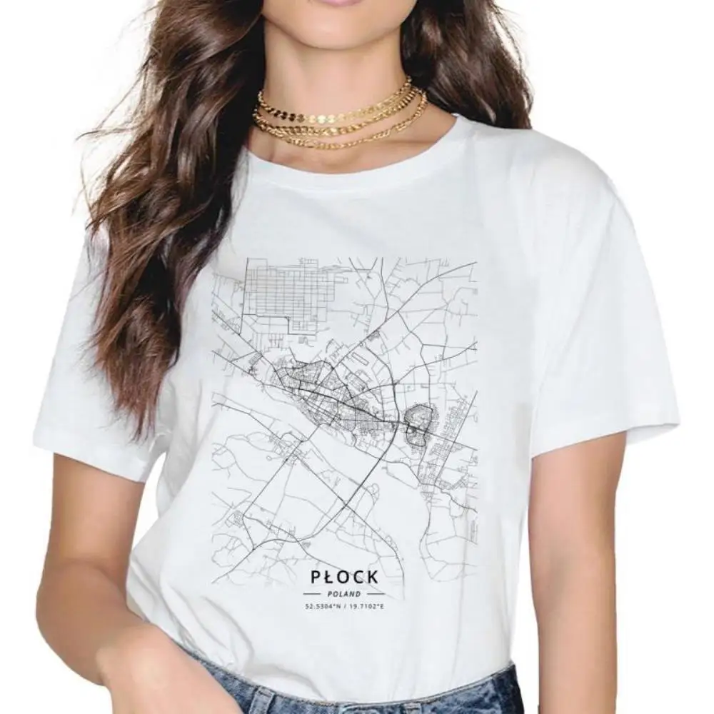 

Poland City Lublin Map Print T-Shirts Graphic Tees Funny Shirts For Women Modal T-Shirts Loose Crew Neck Short Sleeve Tops