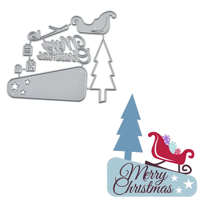 Naifumodo Christmas Dies Hillside Pine Merry Metal Cutting Scrapbooking Album Die Cut Embossing Stencil Decor | Дом и сад