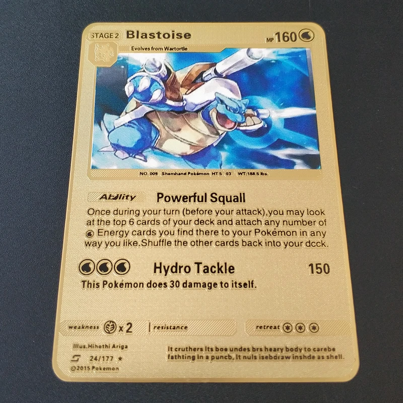 6 стилей листов Покемон металлические карты Blastoise серии Золотая коллекция карт подарок детская игровая коллекция карт