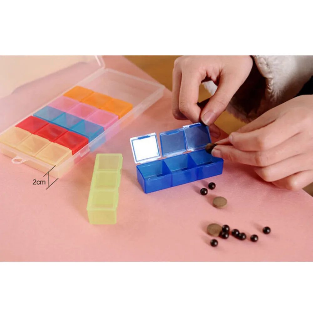 

Weekly 7 Days 3-row Pill Medicine Box 21 Compartment Transparent Color Empty Plastic Pill Tablet Medicine Holder