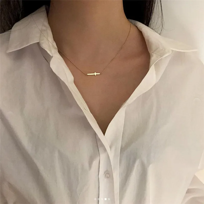 Минималистичные женские Чокеры с крестом RUIYI модное короткое ожерелье из