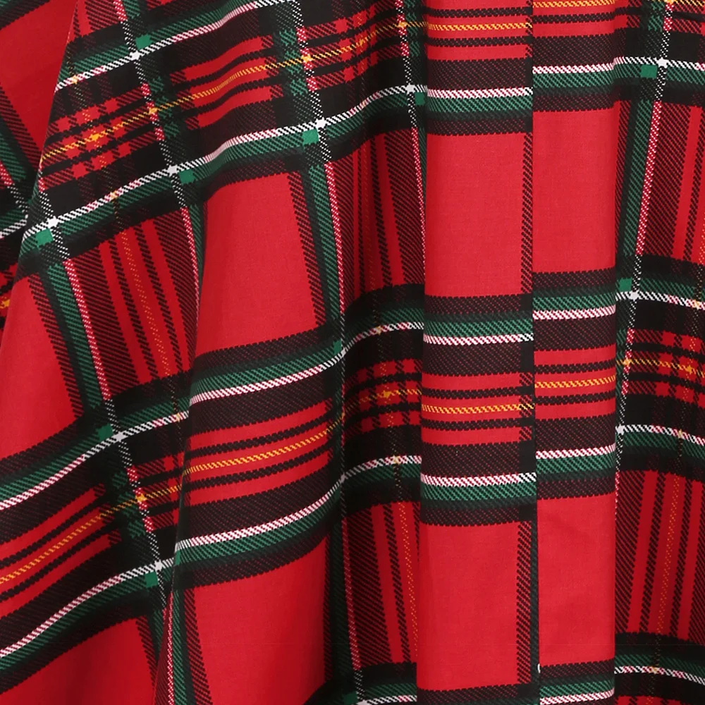 Cotton Long Midi Skirt High Waist Women Ladies Spring Swing Vintage 50s Inspired Red Plaid jupe femme SS0006 | Женская одежда