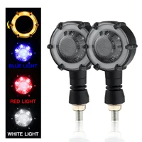 2pcs led motorcycle turn signal lights round water rotating mode red blue white motor bulb modified steering lamp