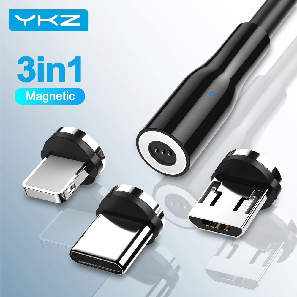 Магнитный зарядный кабель YKZ Micro USB Type-C со светодиодной подсветкой для iPhone 12