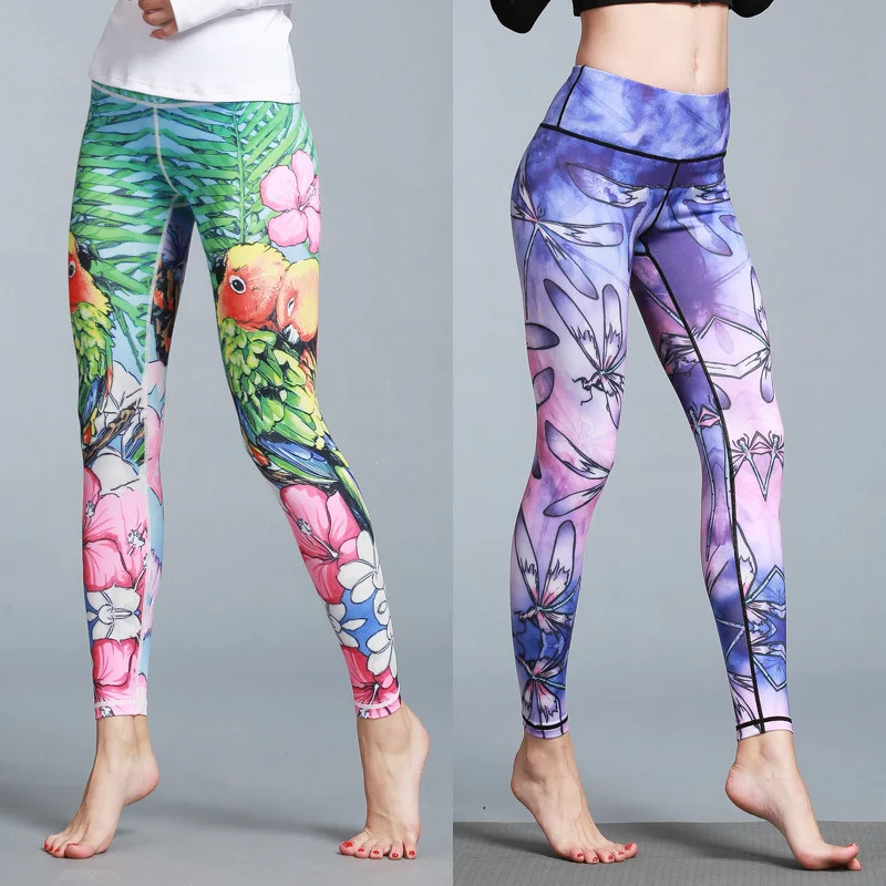 Женские спортивные штаны для йоги с принтом Леггинсы леггинсы спортзала фитнеса