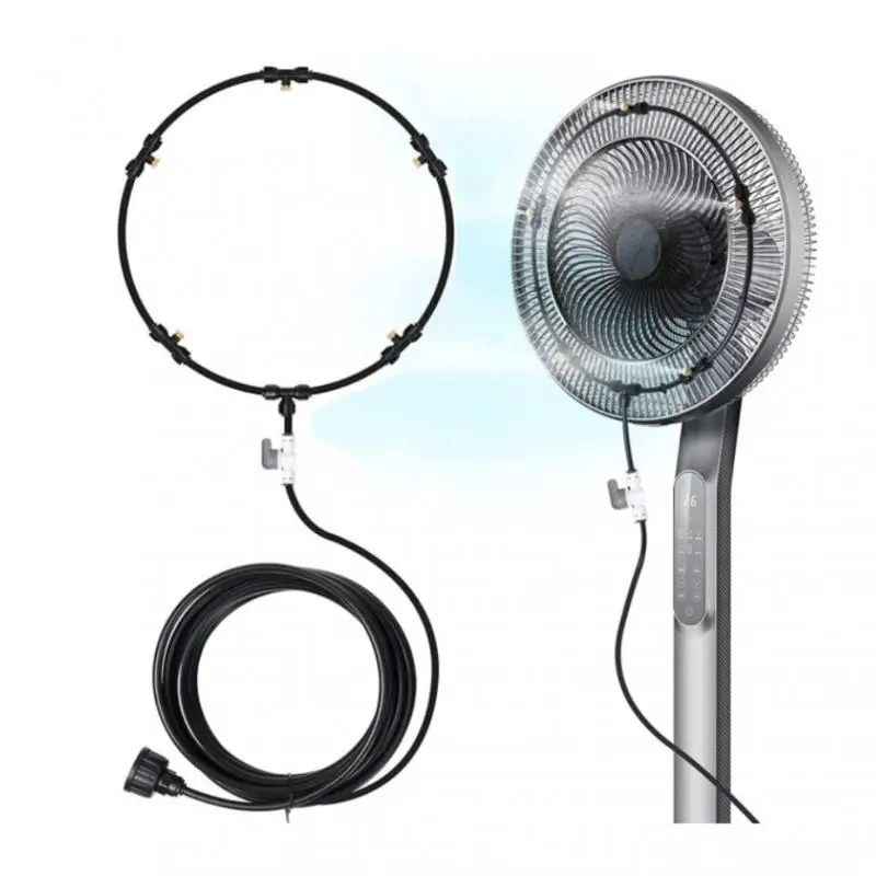 

Black Outdoor Misting Fan Cooler Water Cooling Portable Patio Mist Garden 8m Spray Portable Mist Fan Ring Water Mist Fog Kit