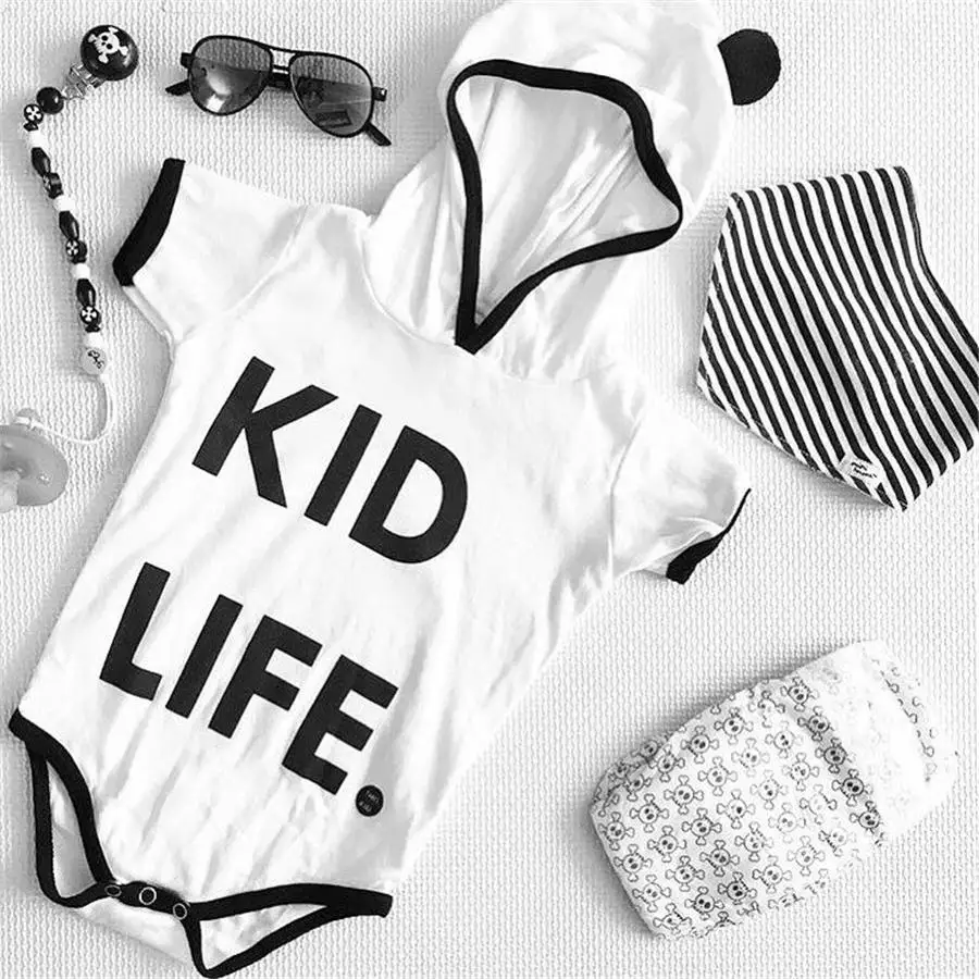 Комбинезон с капюшоном и надписью Life для новорожденных мальчиков девочек одежда