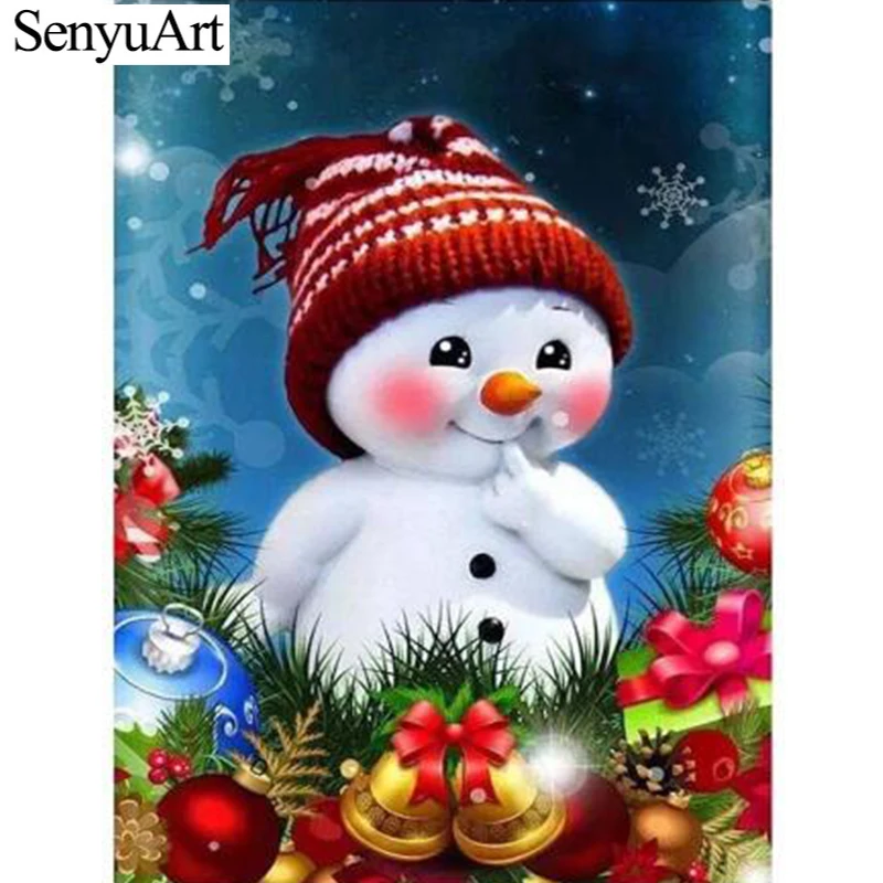 

SenyuArt Full Square Diamond Painting Cartoon Snowman Rhinestone Embroidery Christmas Gift Cross Stitch Kits Mosaic Home Decor