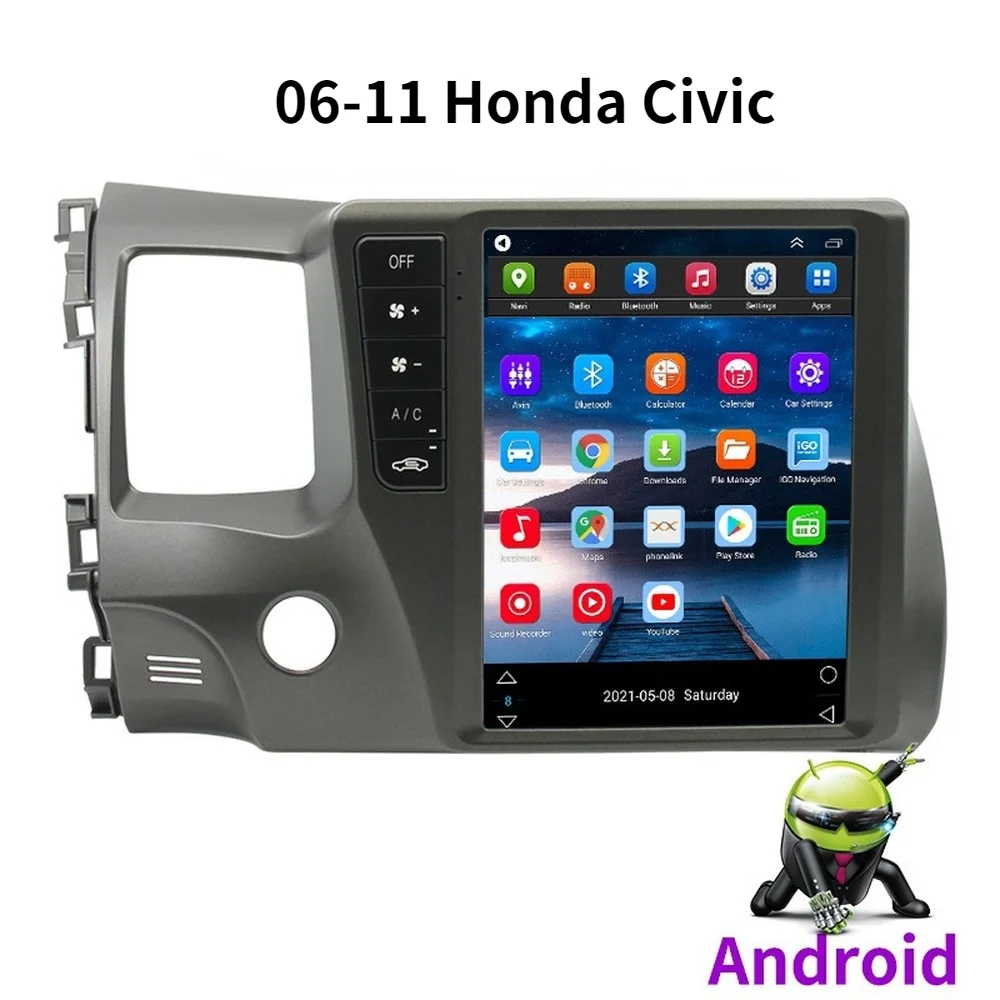 Автомобильный GPS-навигатор на Android в стиле Tesla для HONDA CIVIC 2006-2011 с