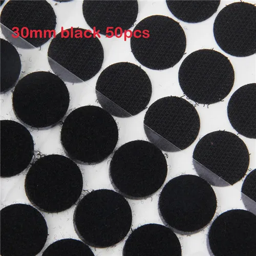 Волшебная лента Velcros Dots Sticks Boob Tape нейлоновая петля-крючок двухсторонняя самозастежка прочная клейкая лента клей для дома 100 пар - Цвет: 30mm black 30pairs