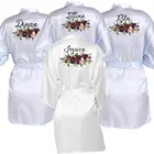 Свадебные халаты команды невесты персонализированные цветочный принт пользовательское имя невесты Вечерние халат подружки невесты халаты подарок