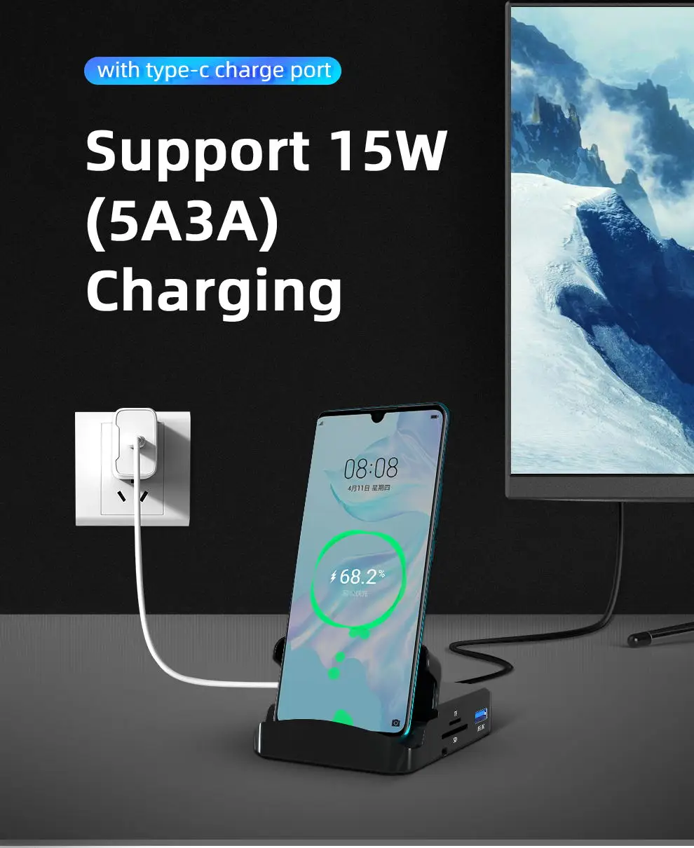 Док-станция Unnlink USB 3 0 адаптер док-станции HDMI 15 Вт зарядка для S9 S10 S20 P20 P30 P40 Pro Dex |
