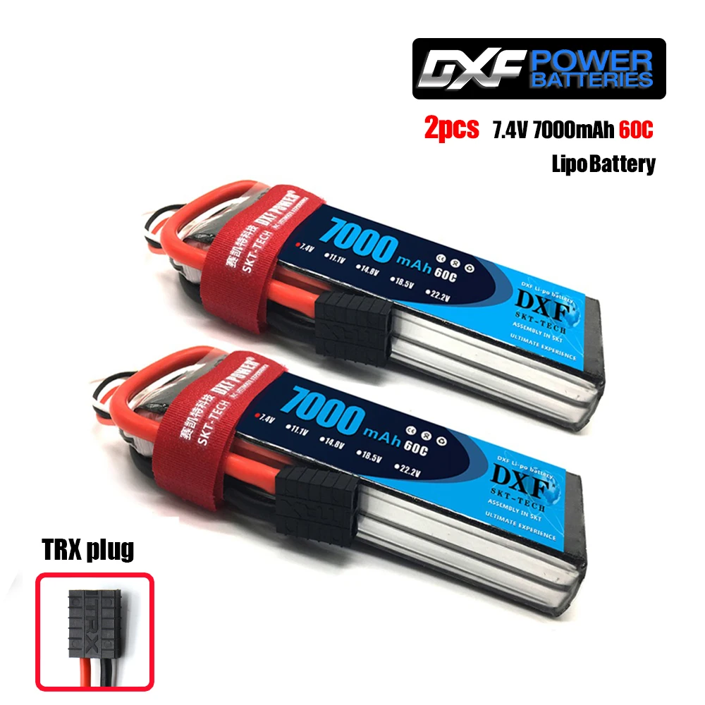 2 шт. DXF RC Lipo батарея 2s 7,4 V 2700mAh 20C 7000 60C 14,8 V 7000 60C для Wltoys 12428 feiyue 03 RC Q39 Запчасти для обновления - Цвет: 2S7000mahTRX
