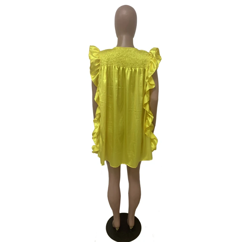 

Elegant Women Stain Blouse Tops Ruffles Ruched Design Long Tops