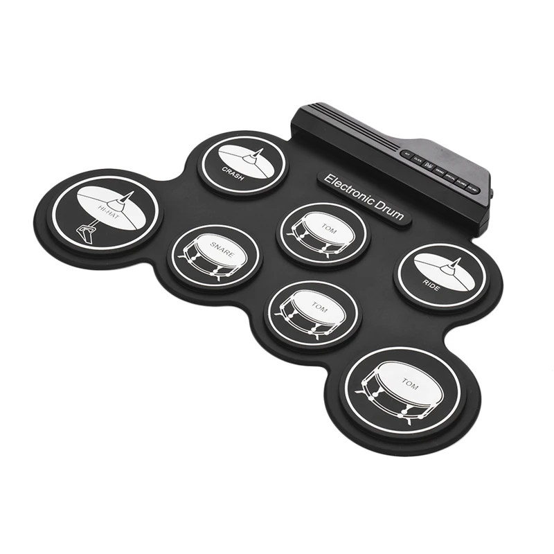 Compact Size Usb Roll-Up Silicon Drum Set Digital Electronic Kit 7 Pads With Drumsticks Foot Pedals For Beginners | Спорт и