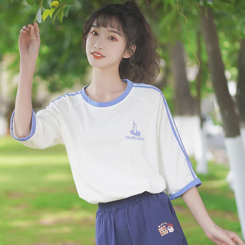 Шикарная летняя Новинка 2020 футболка цвета хаки контрастных цветов с коротким