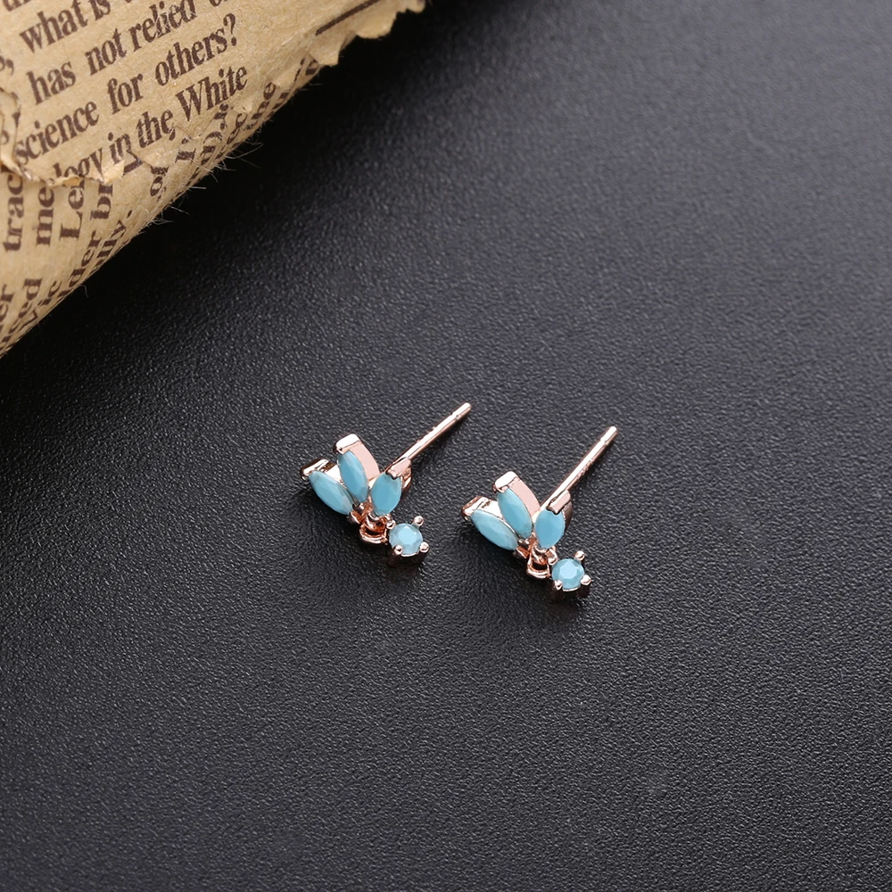 

Slovecabin 2020 New Arrived Real 100% 925 Sterling Silver Turquoise Crystal Orchid Stud Earrings For Women Femme Pendientes