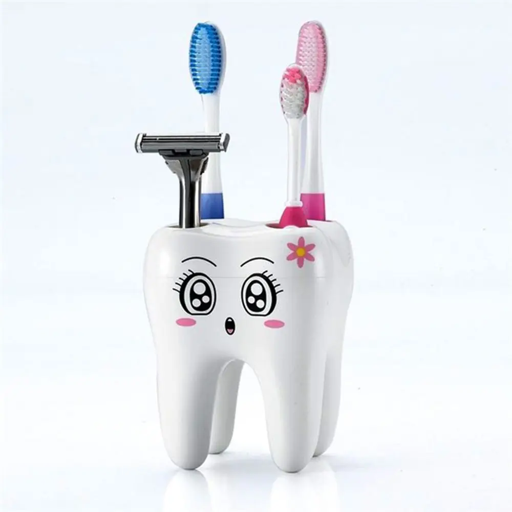1PC Cartoon Toothbrush Holder Teeth Style 4 Hole Stand Tooth Brush Shelf Bathroom Accessories Sets Bracket Container | Дом и сад