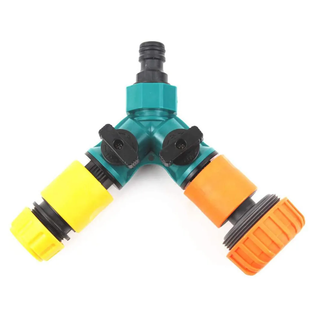 

2 Way Hose Pipe Splitter Connector Adaptor Garden Hose Water Diverter Plastictee Joint With Switch Valve Nipple Interface