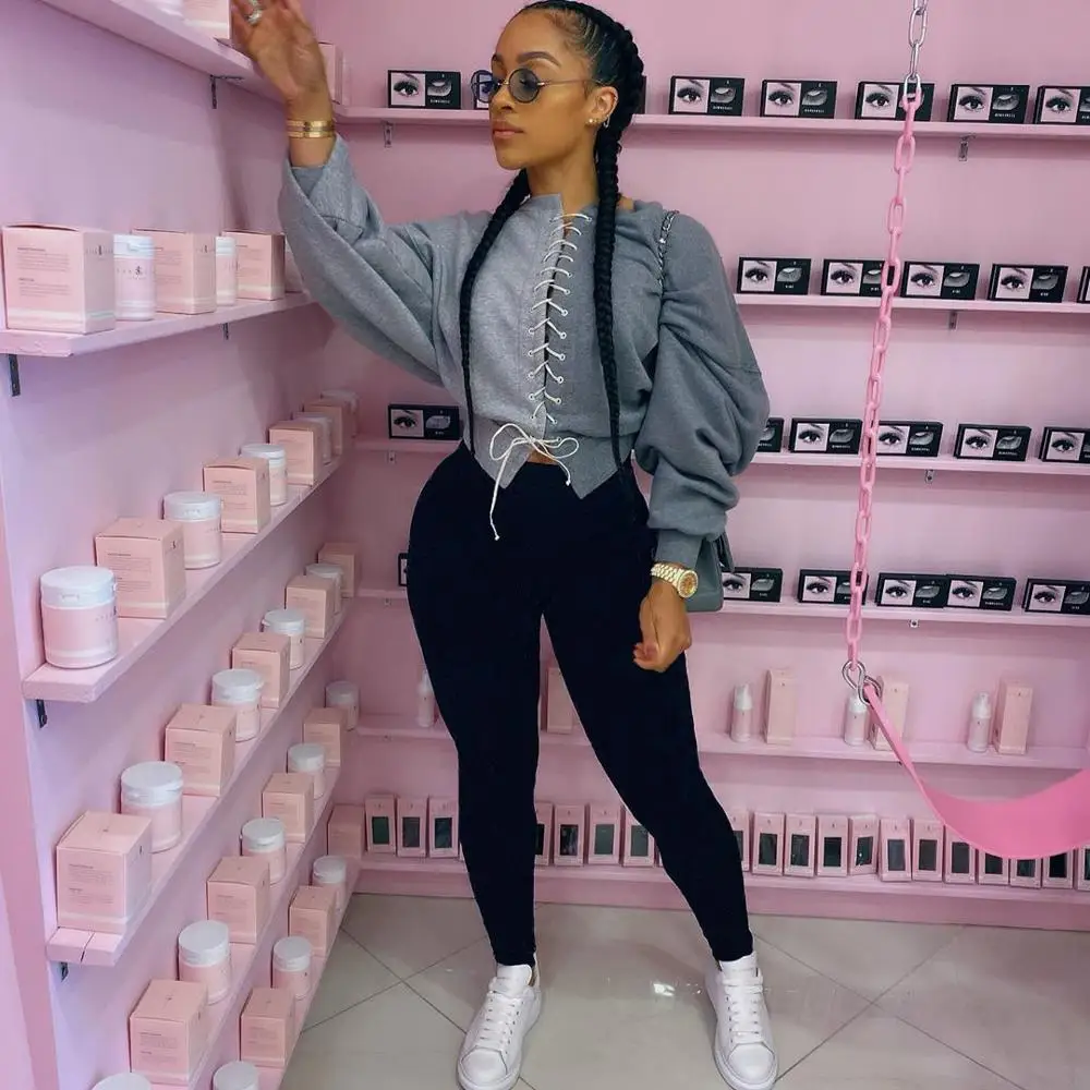 

Contrast Color Patchwork Women Sets Tops O-Neck Long Sleeve Bore a Hole Drawstring Tees+High Waist Sports Pants Tracksuits